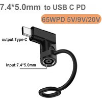 For HP/DELL 7.4x5.0mm DC Power Jack to USB C PD Adapter Converter 65W / 100W PD Fast Charger For Samsung Macbook Type C Phone