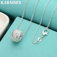 925 Sterling Silver Round 16/18/20/22/24/26/28/30 Inch Pendant Necklace For Women Party Fashion Gift Jewelry