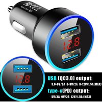 36W Car Charger Dual USB QC 3.0 Adapter Cigarette Lighter Charging for Phone QC3.0 Mini PD USB Type-C Car Adapter Socket