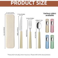 Portable Stainless Steel Knife Fork Spoon Set Western Korean Tableware Kit with Storage Box for Outdoor Picnic Camping School