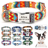 Adjustable Nylon Dog Collar Personalized Dogs Cat ID Collars With Engraved Name Buckle Anti-lost for Small Medium Large Dogs