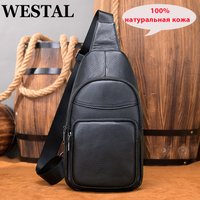 WESTAL Rindsleder Echtes Leder Sling Bag Männer Brust Tasche Casual Reisen Brust Pack Schwarz männer Schulter Taschen Designer