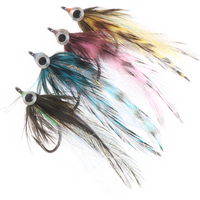 1pc/4pcs #1 Grizzly Saddle Hackle Minnow Fly 3D Fish Eye EP Silky Fiber Streamer Fly Fishing Trout Bass Perch Fishing Lure Baits