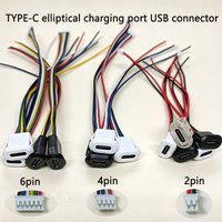 TYPE-C Oval Charging Port USB Connector 2/4/6 Pin with Wire Harness for DIY Electronics, Power Bank, and Small Device Modifica