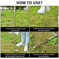 2026 New Soil Probe 36 Inch T-Handle Sampler Rod With Pedal And 2 Bags For Outdoor Garden Lawn Soil Test Analysis Farmers