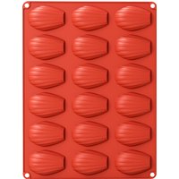 1Pcs Large Silicone Madeleine Pans for Baking, 18-Cavity Heavy Shell Shape Silicone Baking Mold Cookie Cake Pan (Brick Red)