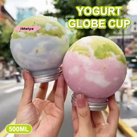M-10Pcs 500ml Spherical Shape Big Water Bottles For Milk Tea Transparent Coffee Cup Juice Portable Packaging Container