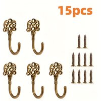 15-Piece Set Antique Bronze Hook Zinc Alloy Creative Wall-Mounted Door Back Hooks Bathroom Closet Metal Coat Rack Hooks
