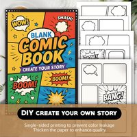 30 Sheets Thick Paper Manga Sketchbook 5.9" x 7.8" Blank DIY Drawing Book with Speech Bubble Templates and Explosion Effects