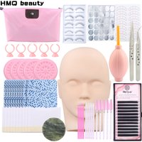 18-in-1-Trainingsset für falsche Wimpernverlängerung, Übungs-Augenpolster, Pinzette, Kleberring, Pinsel, Wimperntransplantation, Wimpern-Werkzeuge, Make-up-Set