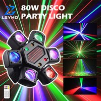 Projecteur de scène mobile 80W à 6 bras, mini faisceau LED DMX télécommandé pour discothèque, DJ, événements, bars, anniversaires, spectacles en direct, clubs