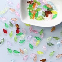 200pcs Acrylic Leaf Shaped Charms Colored Leaves Spacer Beads for DIY Pendant Necklaces Bracelets Crafts Jewelry Making Supplies