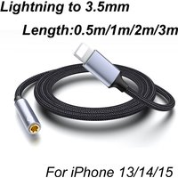 0.5m/1m/2m/3m Audio Cable For Lightning To 3 5mm Jack AUX Cable Adapter iPhone 12 13 14 11 Pro XS Max XR 7 8 Headphone Connect
