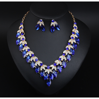 New shiny and elegant crystal gemstone necklace and earrings set for formal evening dress, wedding attire, and party accessories