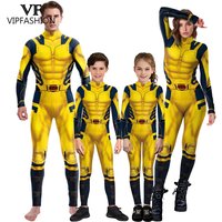 VIP FASHION Wolverine Deadpool Costume Family Matching Suit Adult Kid Zentai Bodysuit Halloween Jumpsuit Movie Fancy Party Wear