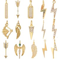 Lightning Curse Charm Pendant DIY Earrings Bracelet Necklace Copper CZ Bow and Arrow Accessories for Jewelry Making Supplies