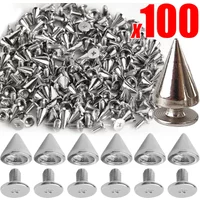 10/100 stücke Punk Metall Spikes Doppel Kappe Silber Nieten Kegel Studs DIY Taschen Kleidung Spike Runde Nagel Niet handwerk Liefert
