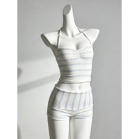 Solid Color High Waist Bikini Set Two Piece Swimwear Slim Fit Soft Fabric Beach Bathing Suit for Women Summer Vacation Party New