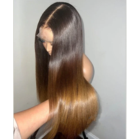 26Inch Soft Preplucked Ombre Blonde Color 180Density Silk Straight Synthetic Lace Front Wig With Baby Hair Glueless Daily Wigs