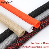 3/5/10m PET Cable Sleeve Self-Closed 3mm-50mm Flexible Wear Resistant Braid Insulated Split USB Cable Management Protect Sheath