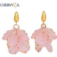 Flower Drop Earringsfor Women 18K Gold Plated Stainless Steel, Hypoallergenic Waterproof, Cute Daily Jewelry Gift Spring Summer