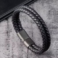 Men's Handwoven Leather Bracelet | Classic Double-Layer Wristband for Men | Casual & Formal Wear | Ideal Gift for Him