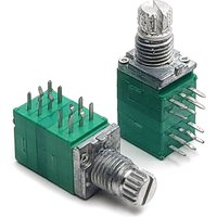 2PCS RK097 Type 4 Link 12Pin C50K C100K Audio Power Amplifier Volume Precision Adjustable Potentiometer Flower Shaft Length 10MM