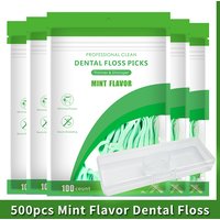 Fil dentaire aromatisé à la menthe 500/300/100/10 pièces, cure-dents de qualité supérieure, ultra-fins, saveur menthe poivrée