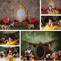 Jungle Princess Backdrops Cake Smash Child Baby Photo Studio Props Adult Family Decors Magic Mirror Photography Backgrounds