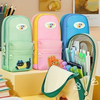 1pcs Vertical Magnetic Holder Pencil Case Pen Bag Lucky Day Cartoon Animal Super Kawaii Large-Capacity Stationery Box A7957