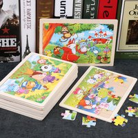 New 24 Pieces Wooden Puzzles Cartoon Animal Wood Jigsaw Learning Toys for GIFT