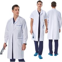 Lapel Collar Doctor Work Robe Cotton Polyester Professionals White Lab Coat for Men Long Sleeves Doctor Coat XK002