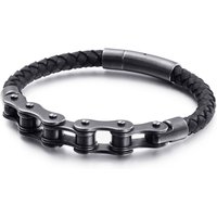 AliExpress Qiaonitu 6mm Punk Retro Rainbow Bike Biker Chain Bracelet Men Women HipHop Black Stainless Steel Brushed Black Leather Bangle Jewelry