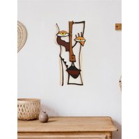 Abstract Face Wooden Wall Decor Art Wall Hanging Home Office Decorative Hanging for Living Room Bedroom and Hallway Crafts Gift
