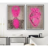 Modern Scandinavian Classic Wall Art Neon Skull Abstract HD Canvas Poster Print Home Bedroom Living Room Decoration Gifts