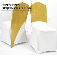 Gold And Silver Color Sequin Chair Cap Hood For Spandex Chair Cover Wedding Event Party Decoration