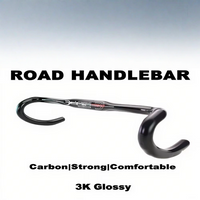 Road Bike Handlebar Ultralight 190g Full Carbon - 31.8x380-440mm 100mm Drop 65mm Reach 3K Gloss | For Road Racing Bicycles
