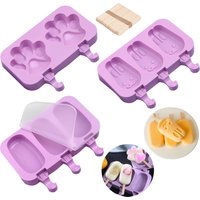 1 Pcs-3 Pcs Cute Cartoon Homemade Silicone Ice Cream,Home Popsicle,Ice Cream, Ice Cream Model,One Popsicle Grinder+50 Popsicles