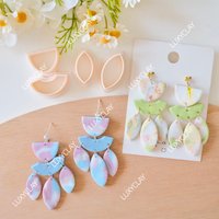 4pcs Boho Half Circle & Fan Shaped with Raindrop Dangle Polymer Clay Cutters for DIY Earring Jewelry Pendant & Necklace Making