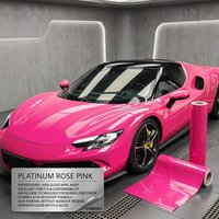 PET Platinum Rose Pink Car Vinyl Wrap Film Air Bubble Free Self Adhesive PVC Color Change Film Car Body Decoration Accessories