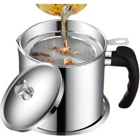 Stainless Steel Oil Filter Cup Kitchen Oil Storage Bottle Leak Proof with Removable Strainer for Storing Frying Oil Kitchenware