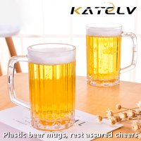 500ML Transparent Beer Mug Acrylic Plastic Unbreakable Milk Coffee Juice Water Cup Barware Drinkware for Home Party Bar Karaoke