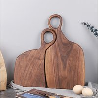 2pcs/Set Couple Cutting Board Wooden Steak Bread Board Solid Wood Cutting Board Food Supplement Fruit Board with Handle Kitchen