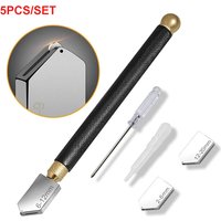 5PCS/SET Diamond Glass Cutter Professional Glass Bottle Tile Mirror Cutting Tools Oil Feed Diamond Cutter For 2-20mm Thick Glass
