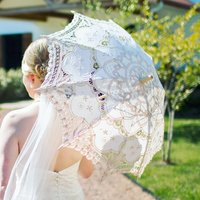 Wedding Guests Gift Outdoor Handmade Detailed Full Cotton Victorian Wholesale Lace Parasols Bride umbrella for Party Photograph