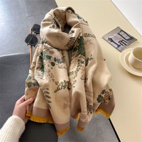 Women Winter Scarf Cashmere Pashmina Shawls and Wraps Bufandas Floral Print Warm Thick Scarves Blanket for Lady 2024 Newpe