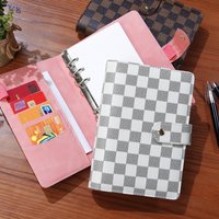 Fashion Simple A6 Macaron Multifunctional Handbook Practical Loose-leaf Leather Checkered Student Notebook Detachable Notepad