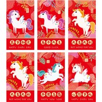 6pcs/set Festival Marriage Birthday Envelope Chinese New Year Money Envelope 2026 Horse Year Lucky Red Pockets Spring