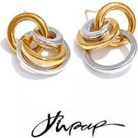 Yhpup New Stainless Steel Multi Circle Round Drop Earrings 2025 Waterproof Daily Recommend Fashion Attractive Women Jewelry Gift