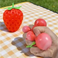 Deformable Strawberry Squeeze Toy Squishy Stress Ball Fidget Sensory Toy Slow Rebound Venting Toy Anti Stress Prank Toy Relax